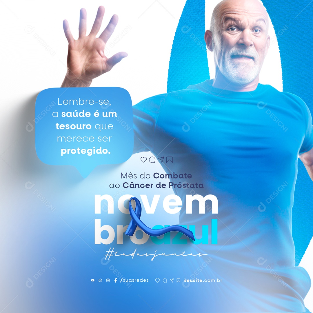 Novembro Azul Mês do Combate ao Câncer de Próstata Social Media PSD Editável