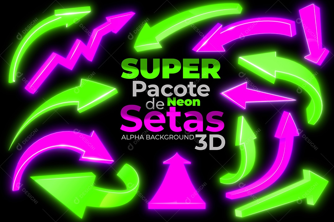 Social Media Super Pacote De Neon Setas Para Composição PSD