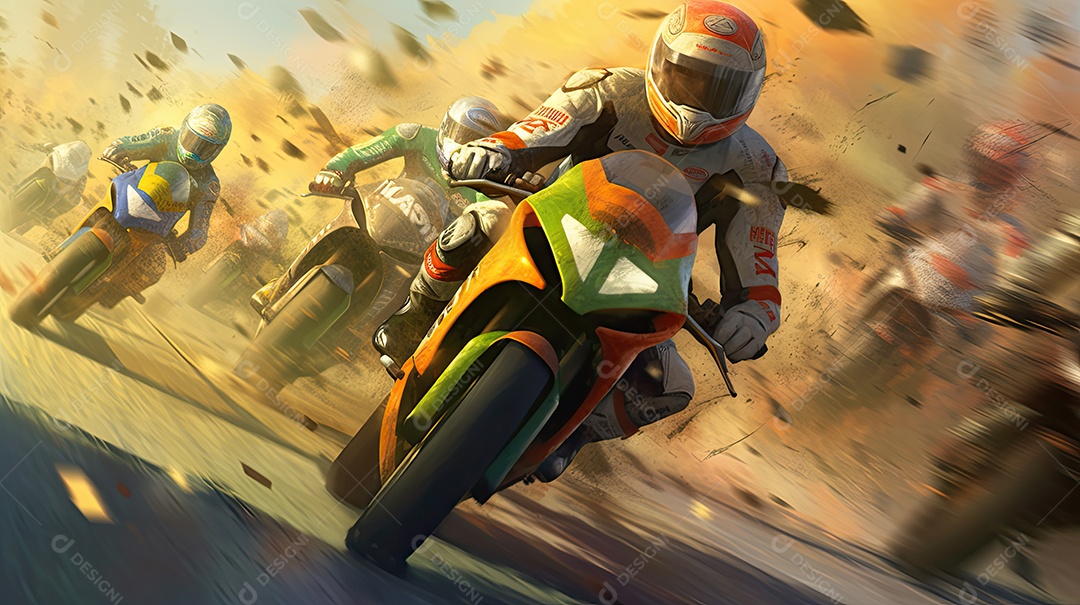 Ilustração sobre corrida de moto