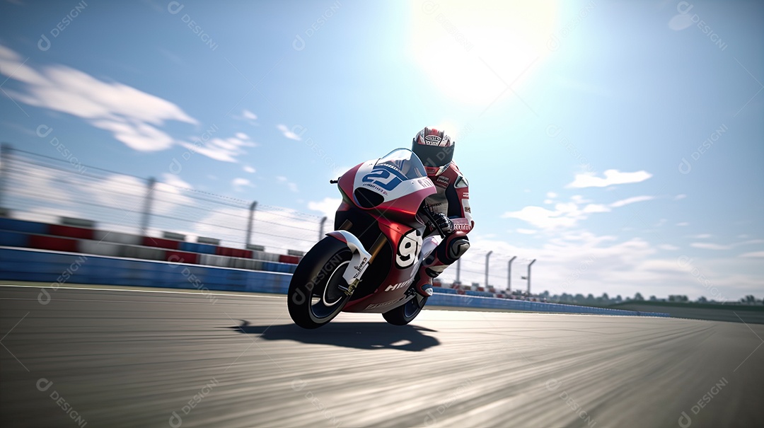 Ilustração de um motoqueiro sobre corrida de moto