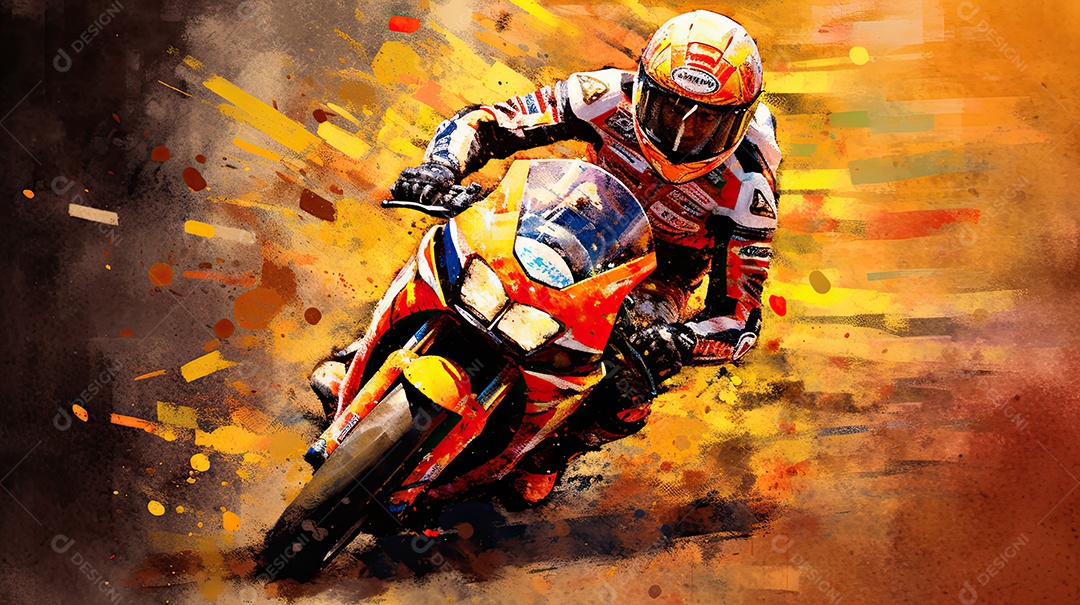 Ilustração sobre corrida de moto