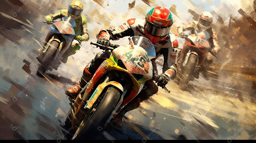 Ilustração sobre corrida de moto