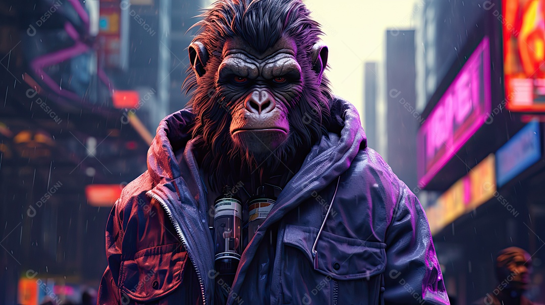Personagem de jogo de macaco cyberpunk