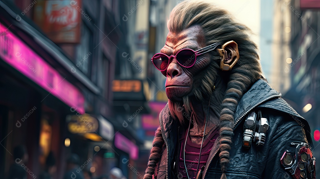 Personagem de jogo de macaco cyberpunk