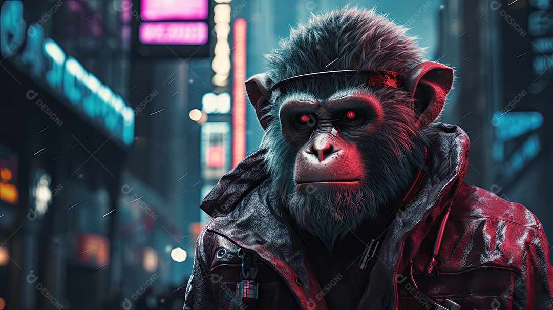 Personagem de jogo de macaco cyberpunk