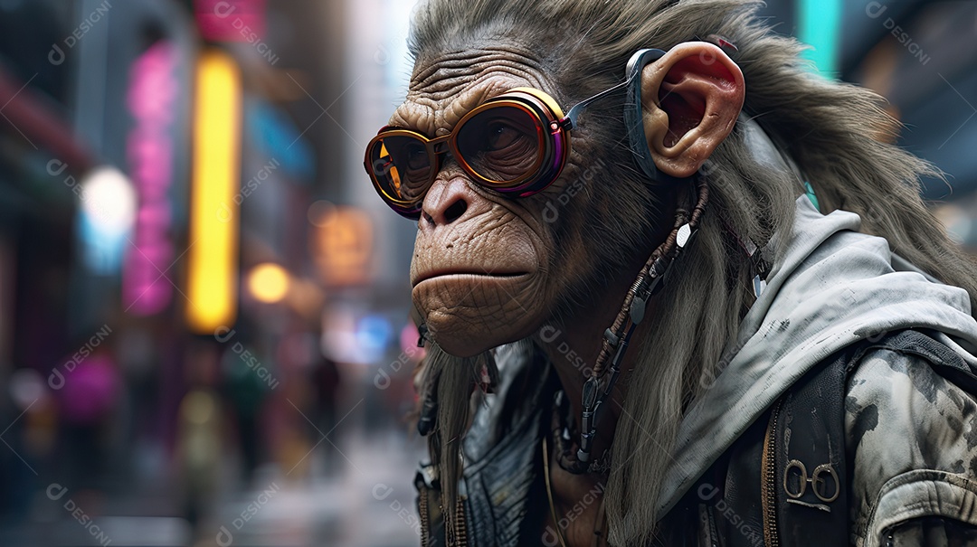 Personagem de jogo de macaco cyberpunk