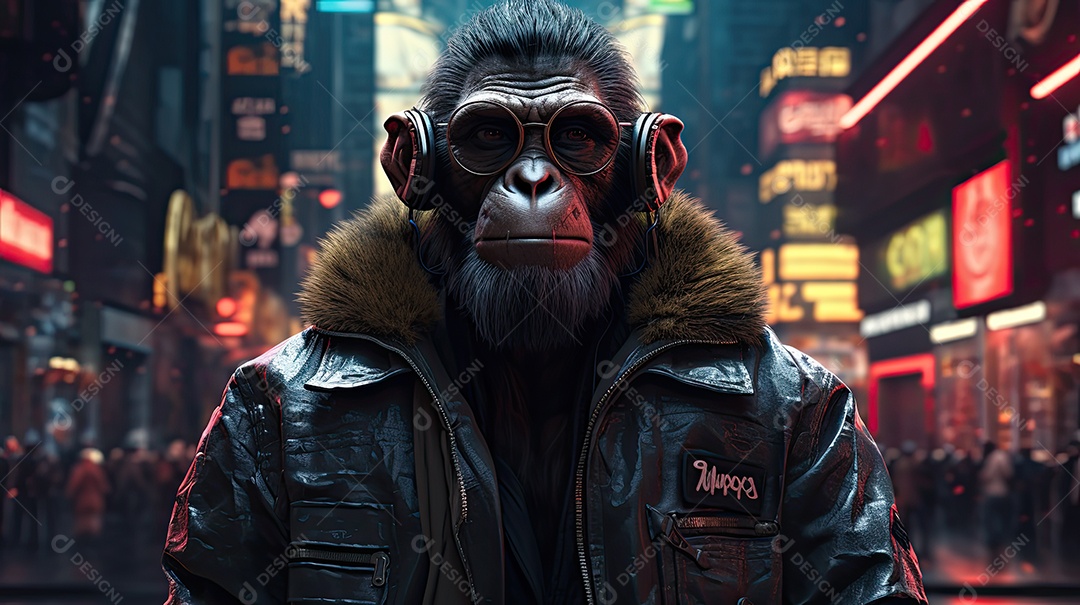 Personagem de jogo de macaco cyberpunk