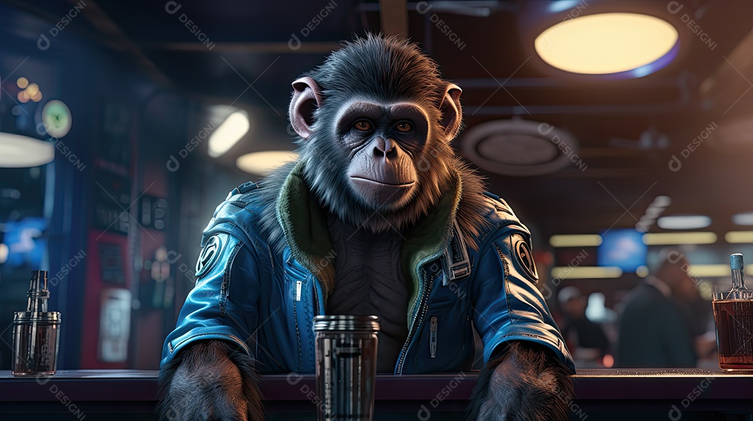 Personagem de macaco cyberpunk