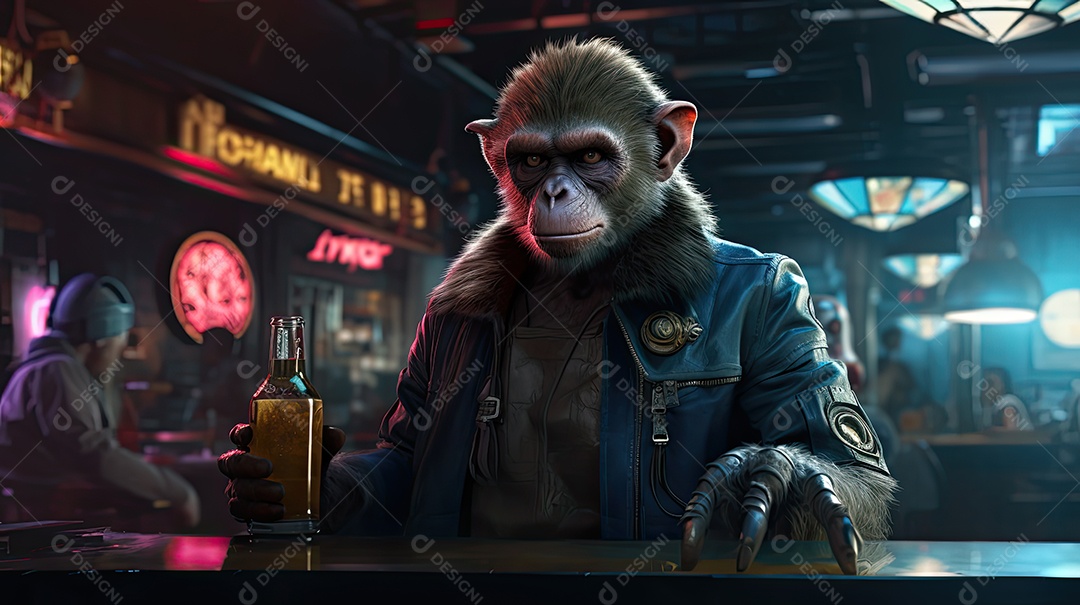 Personagem de macaco cyberpunk