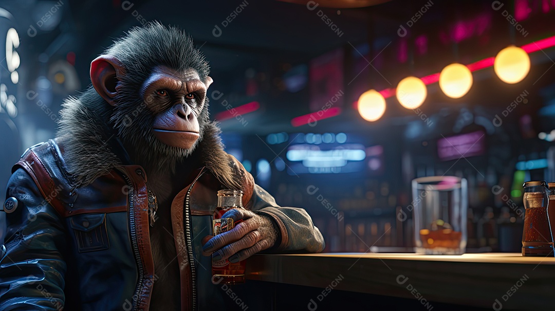 Personagem de macaco cyberpunk