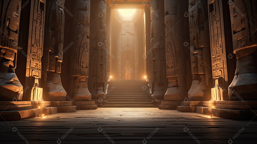 Templo egípcio dentro de uma caverna gigantesca