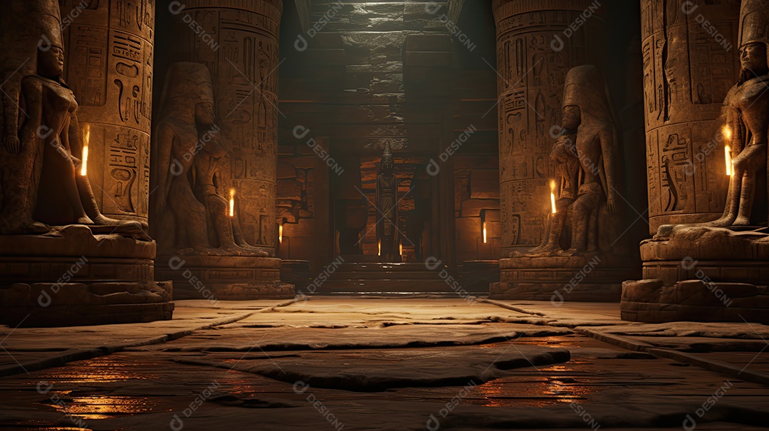 Egyptian temple inside a gigantic cave
