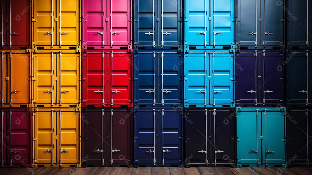 Recipientes a bordo, estão uns em cima dos outros, cores diferentes