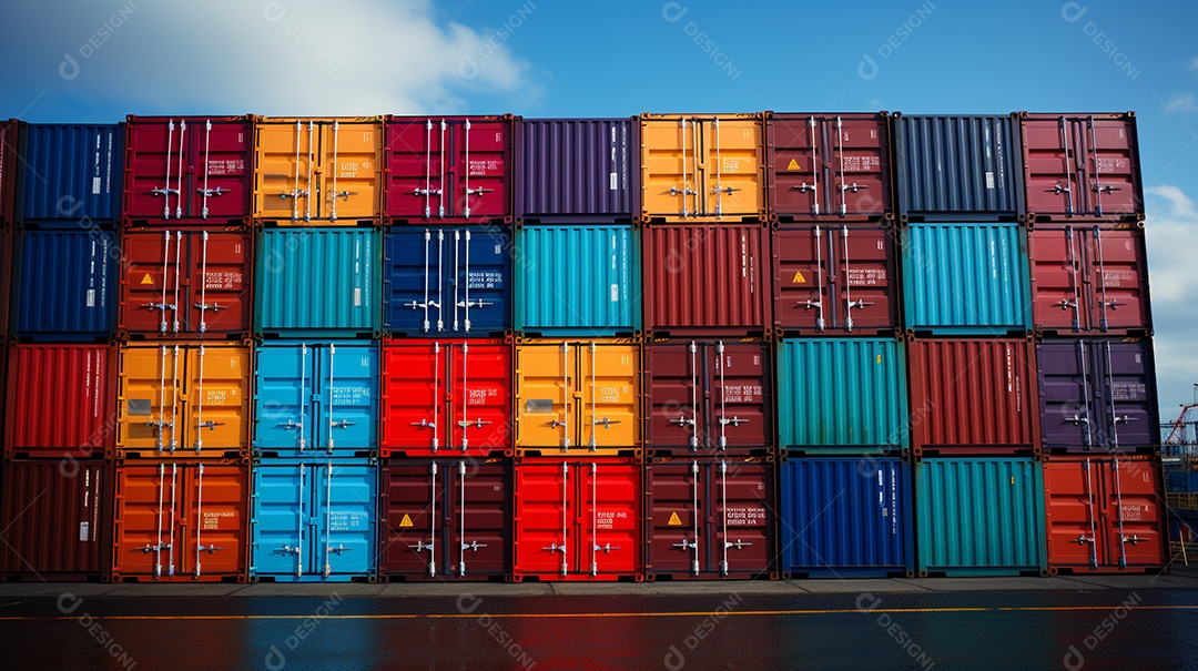 Recipientes a bordo, estão uns em cima dos outros, cores diferentes