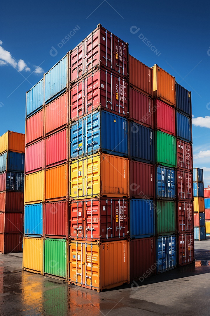 Recipientes a bordo, estão uns em cima dos outros, cores diferentes