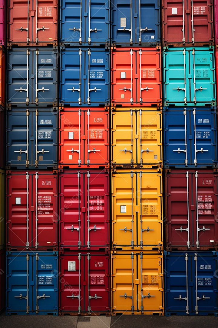 Recipientes a bordo, estão uns em cima dos outros, cores diferentes