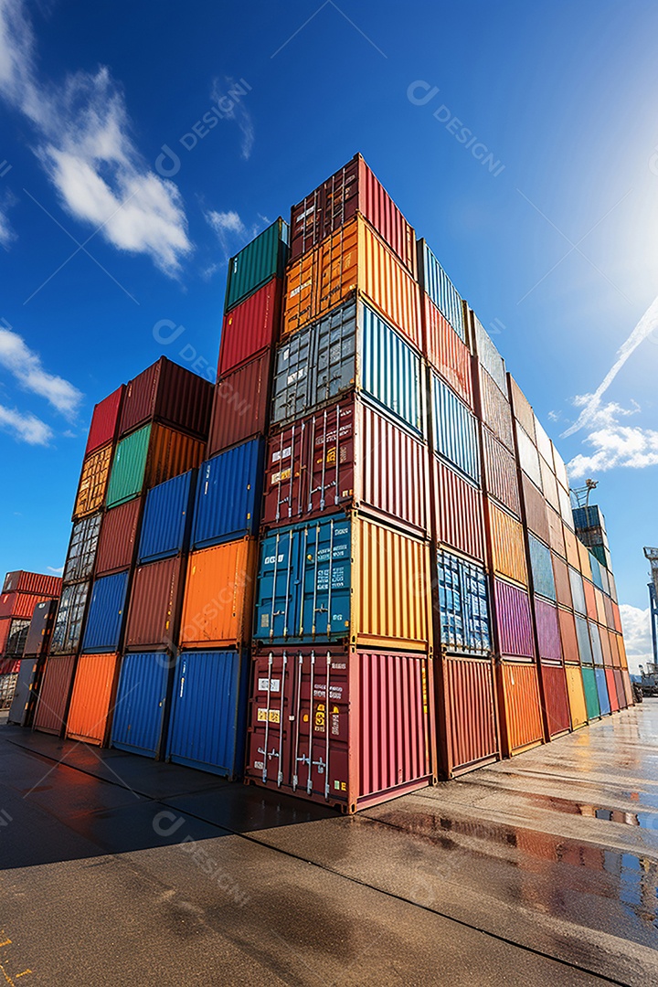 Recipientes a bordo, estão uns em cima dos outros, cores diferentes