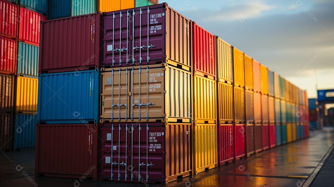 Recipientes a bordo, estão uns em cima dos outros, cores diferentes