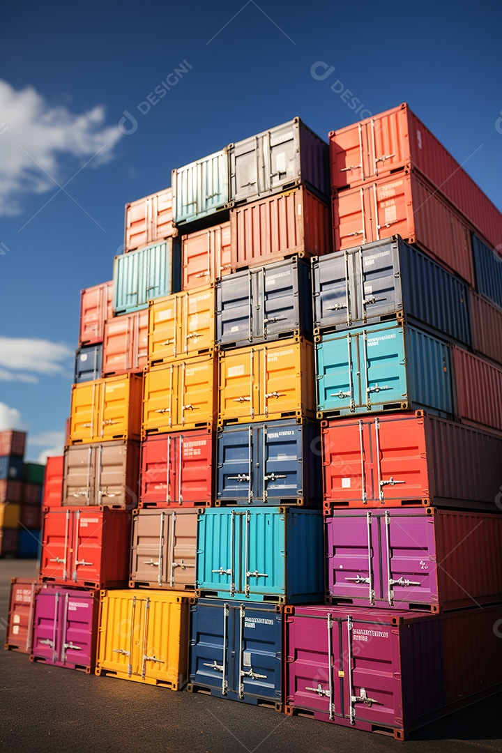 Recipientes a bordo, estão uns em cima dos outros, cores diferentes