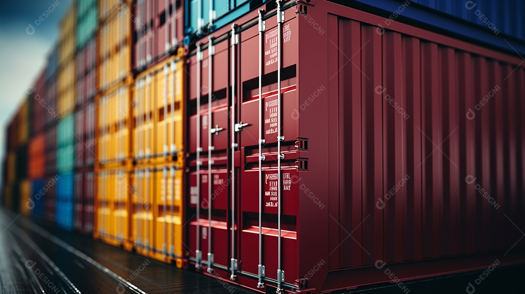 Recipientes a bordo, estão uns em cima dos outros, cores diferentes