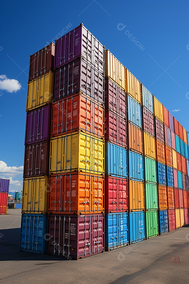 Recipientes a bordo, estão uns em cima dos outros, cores diferentes