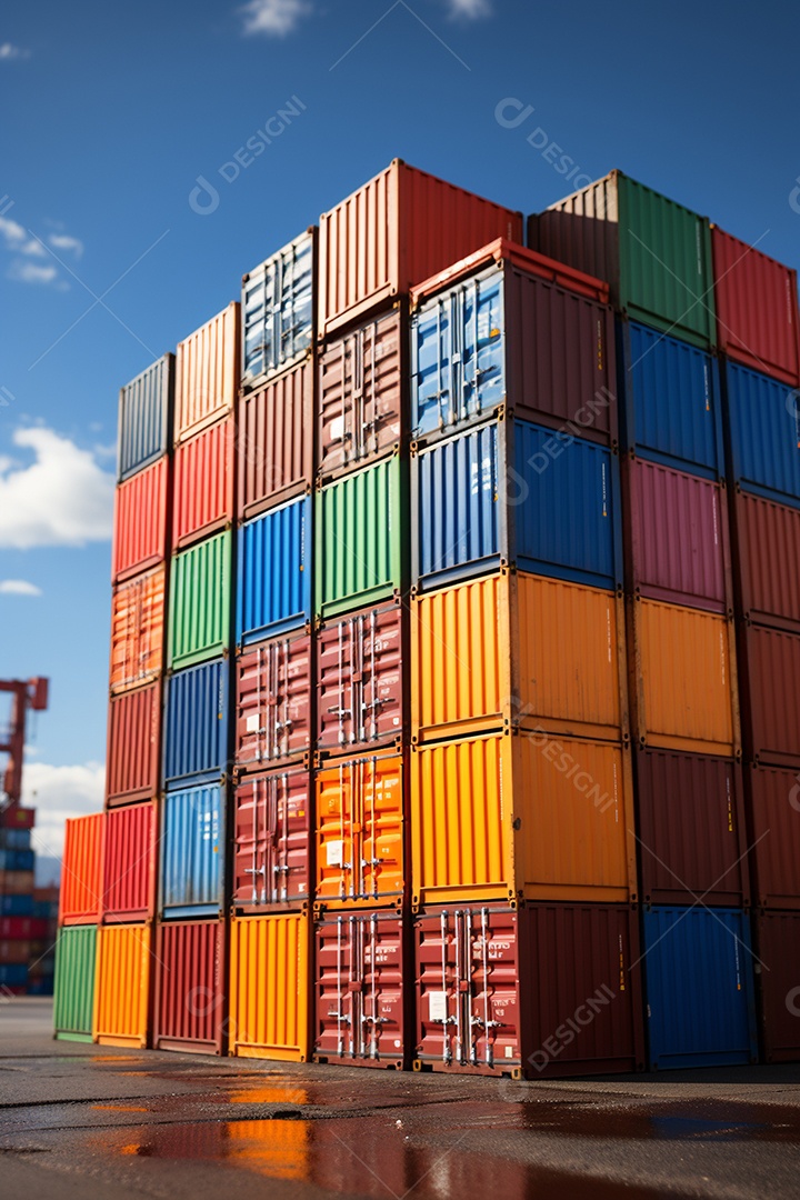 Recipientes a bordo, estão uns em cima dos outros, cores diferentes