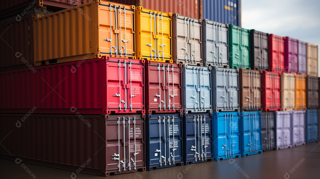 Recipientes a bordo, estão uns em cima dos outros, cores diferentes