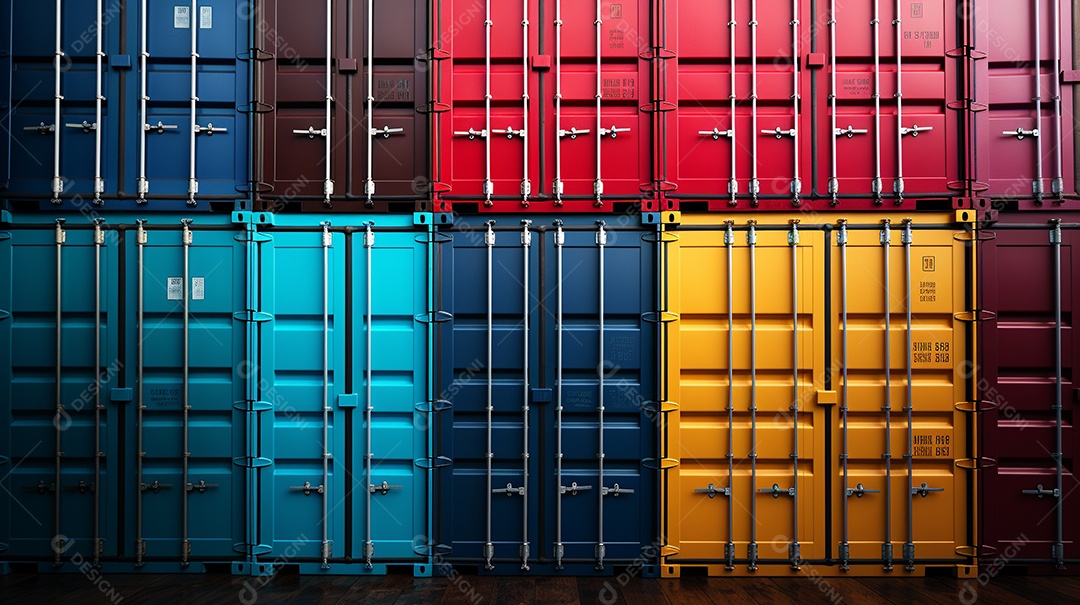 Recipientes a bordo, estão uns em cima dos outros, cores diferentes