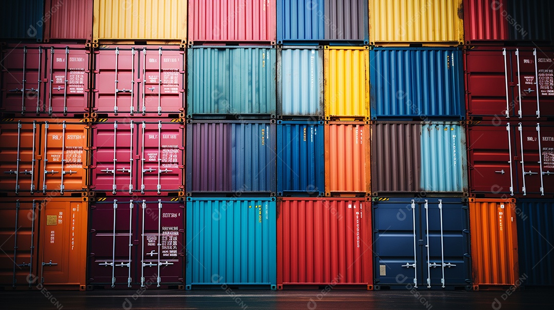 Recipientes a bordo, estão uns em cima dos outros, cores diferentes