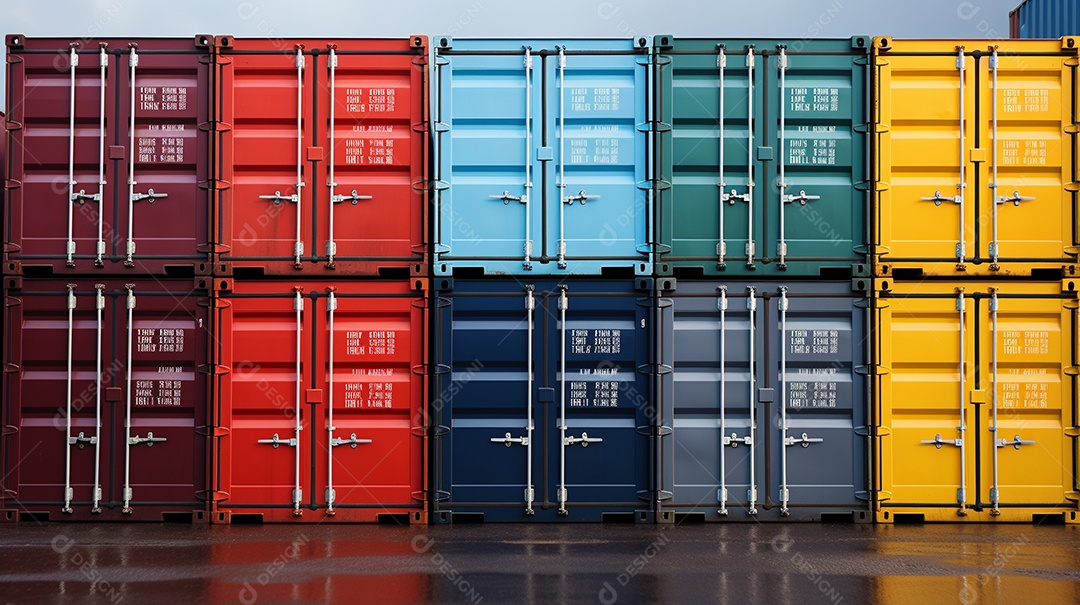 Recipientes a bordo, estão uns em cima dos outros, cores diferentes