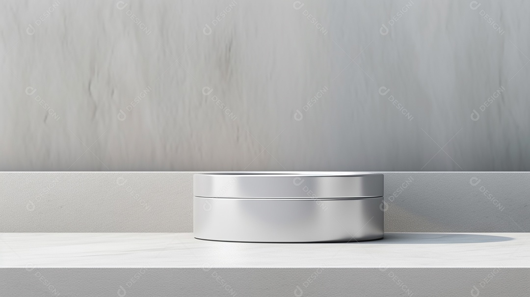 Renderização 3D do fundo do produto em branco para cosméticos creme Fundo prateado moderno do pódio