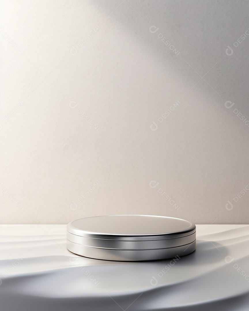 Renderização 3D do fundo do produto em branco para cosméticos creme Fundo prateado moderno do pódio