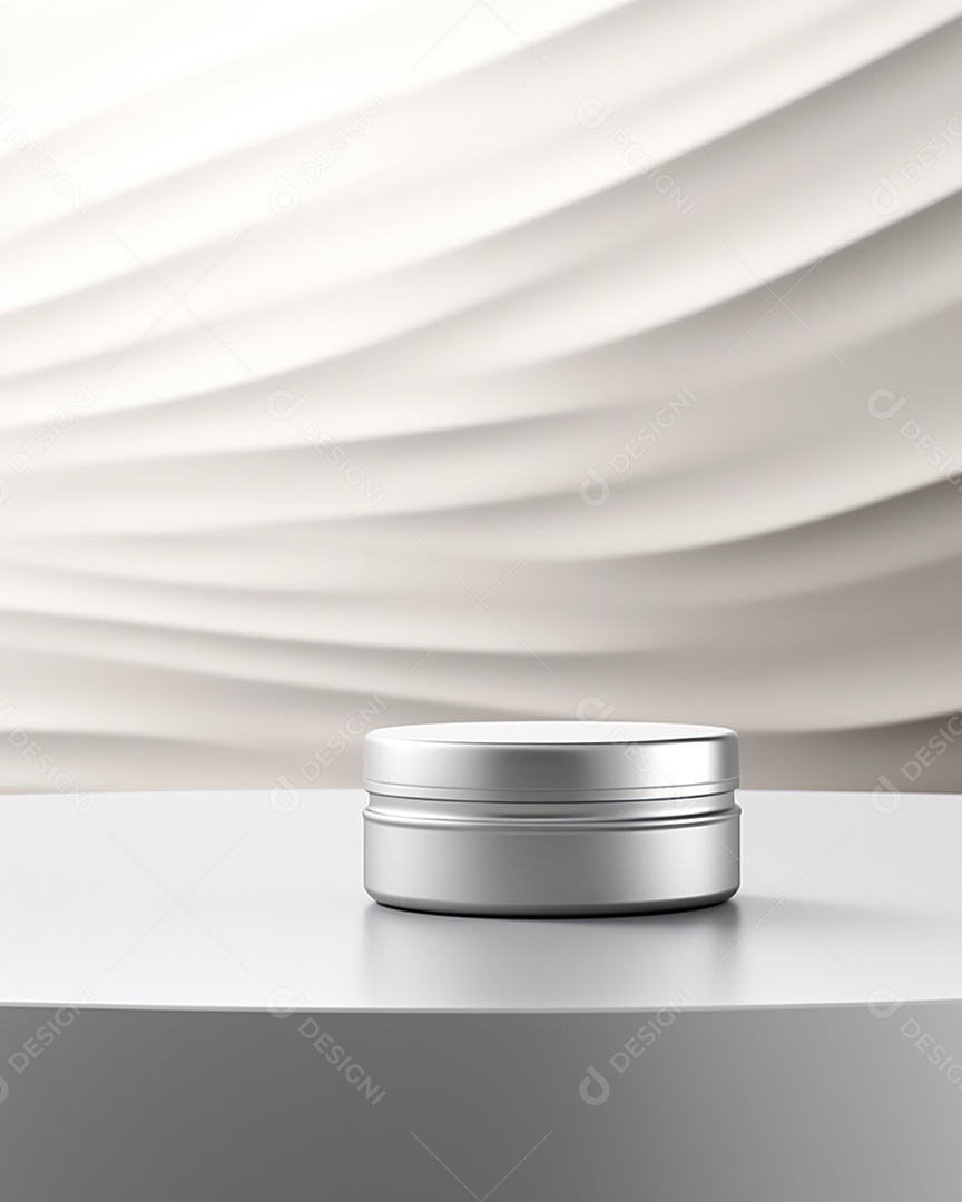 Renderização 3D do fundo do produto em branco para cosméticos creme Fundo prateado moderno do pódio