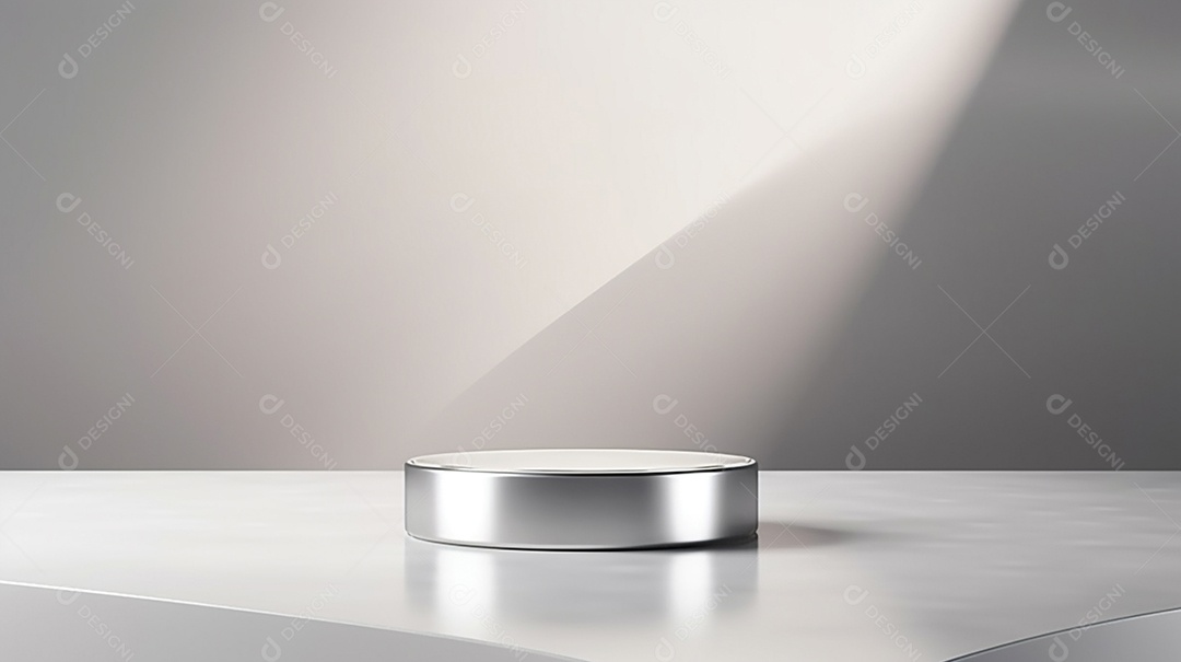 Renderização 3D do fundo do produto em branco para cosméticos creme Fundo prateado moderno do pódio