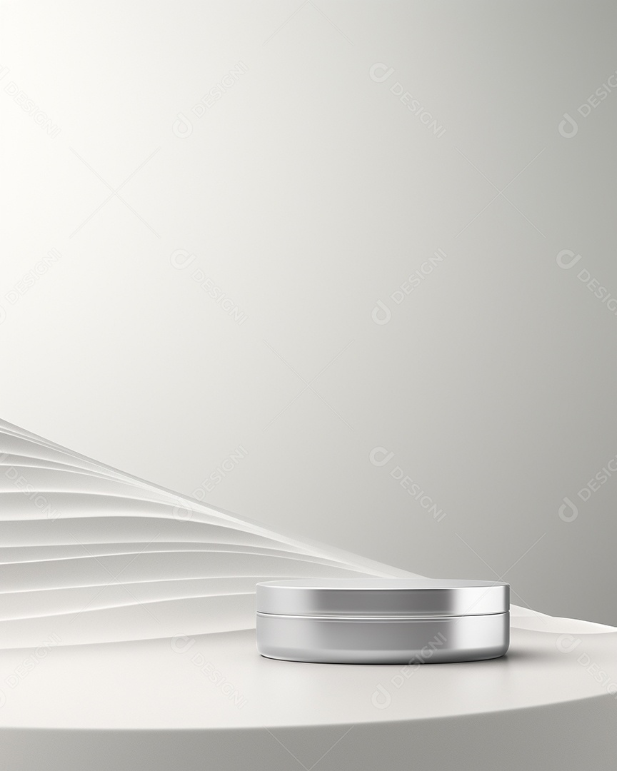 Renderização 3D do fundo do produto em branco para cosméticos creme Fundo prateado moderno do pódio