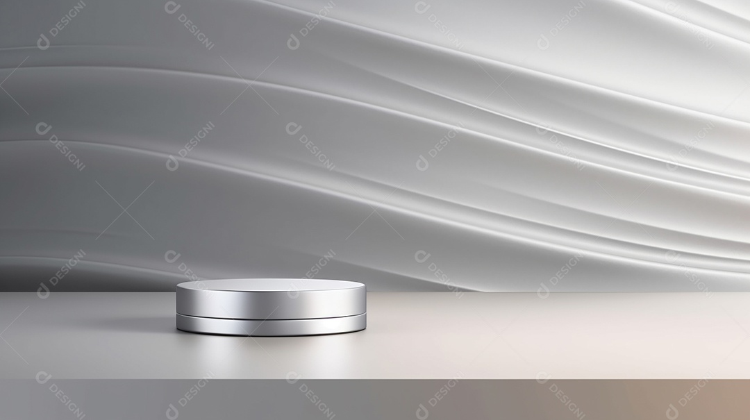 Renderização 3D do fundo do produto em branco para cosméticos creme Fundo prateado moderno do pódio