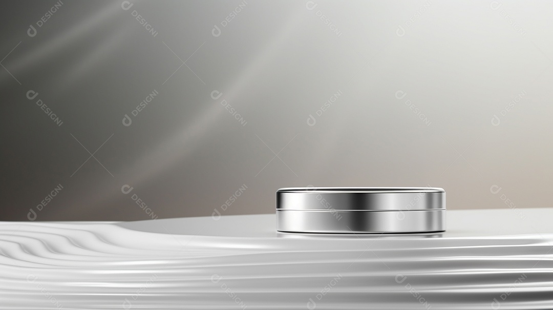 Renderização 3D do fundo do produto em branco para cosméticos creme Fundo prateado moderno do pódio