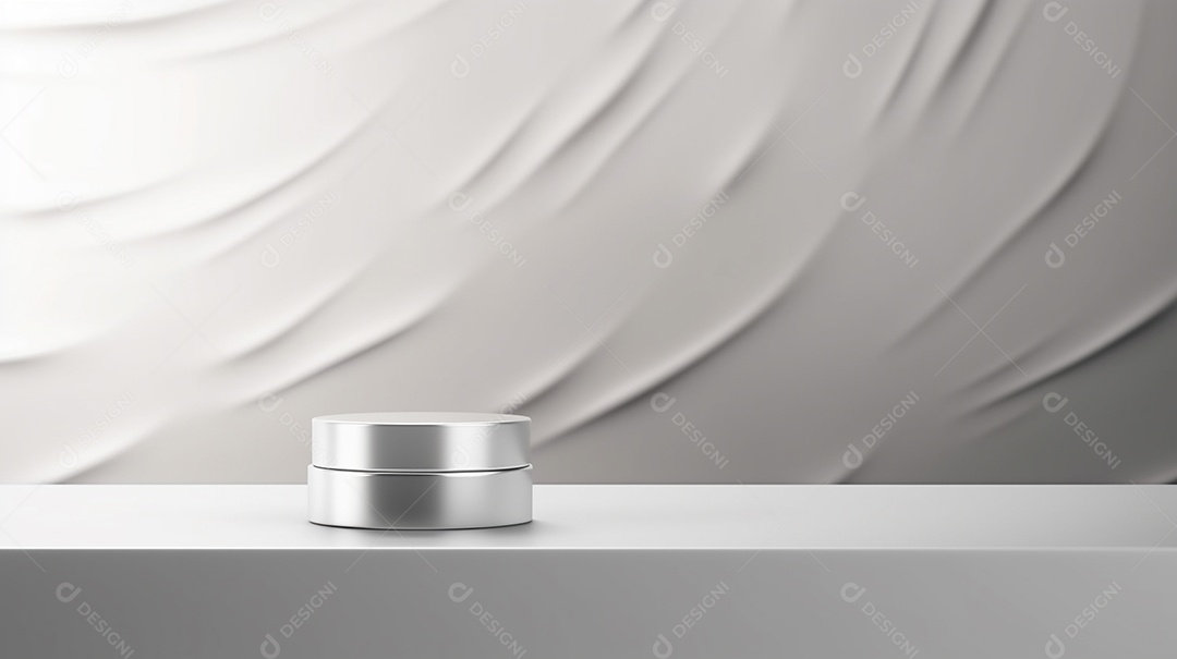 Renderização 3D do fundo do produto em branco para cosméticos creme Fundo prateado moderno do pódio