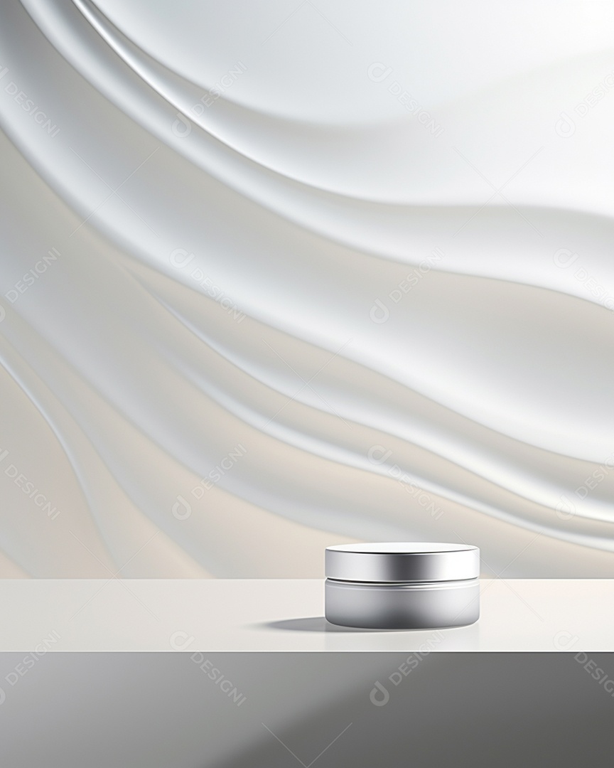 Renderização 3D do fundo do produto em branco para cosméticos creme Fundo prateado moderno do pódio
