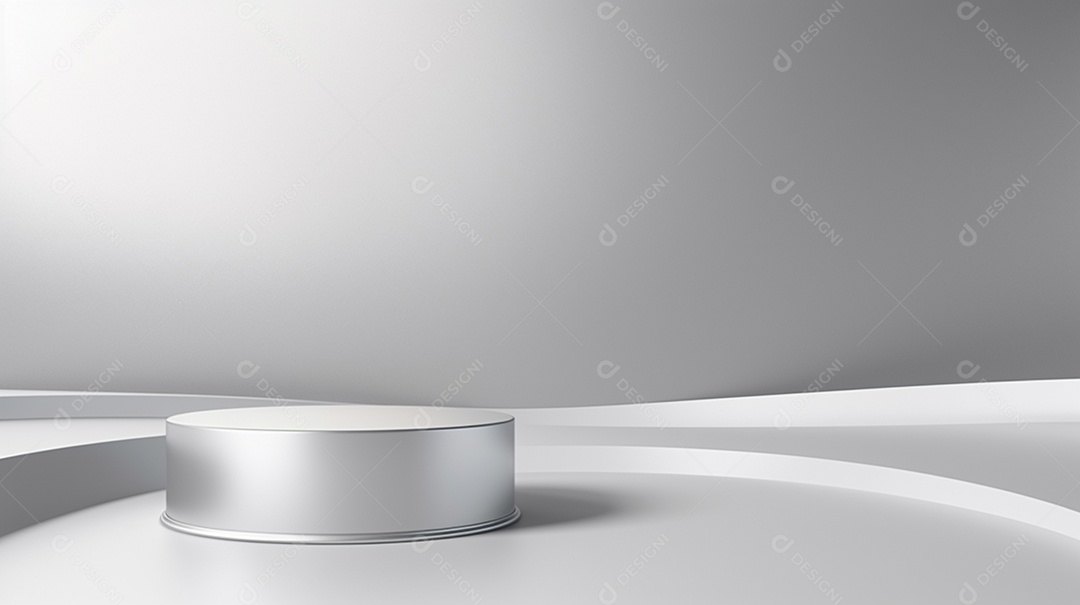 Renderização 3D do fundo do produto em branco para cosméticos creme Fundo prateado moderno do pódio