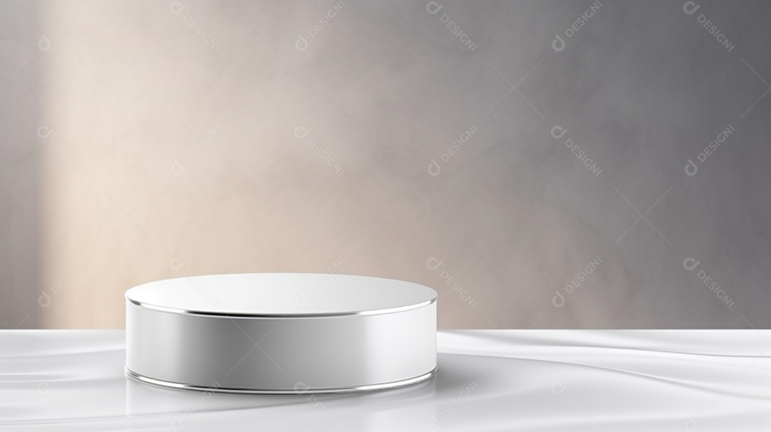 Renderização 3D do fundo do produto em branco para cosméticos creme Fundo prateado moderno do pódio