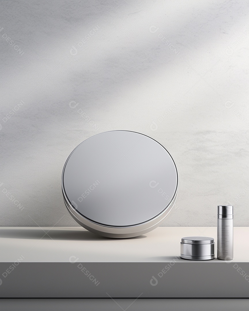 Renderização 3D do fundo do produto em branco para cosméticos creme Fundo prateado moderno do pódio