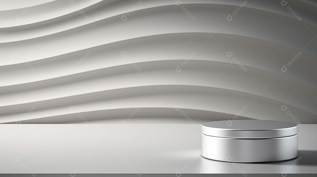 Renderização 3D do fundo do produto em branco para cosméticos creme Fundo prateado moderno do pódio