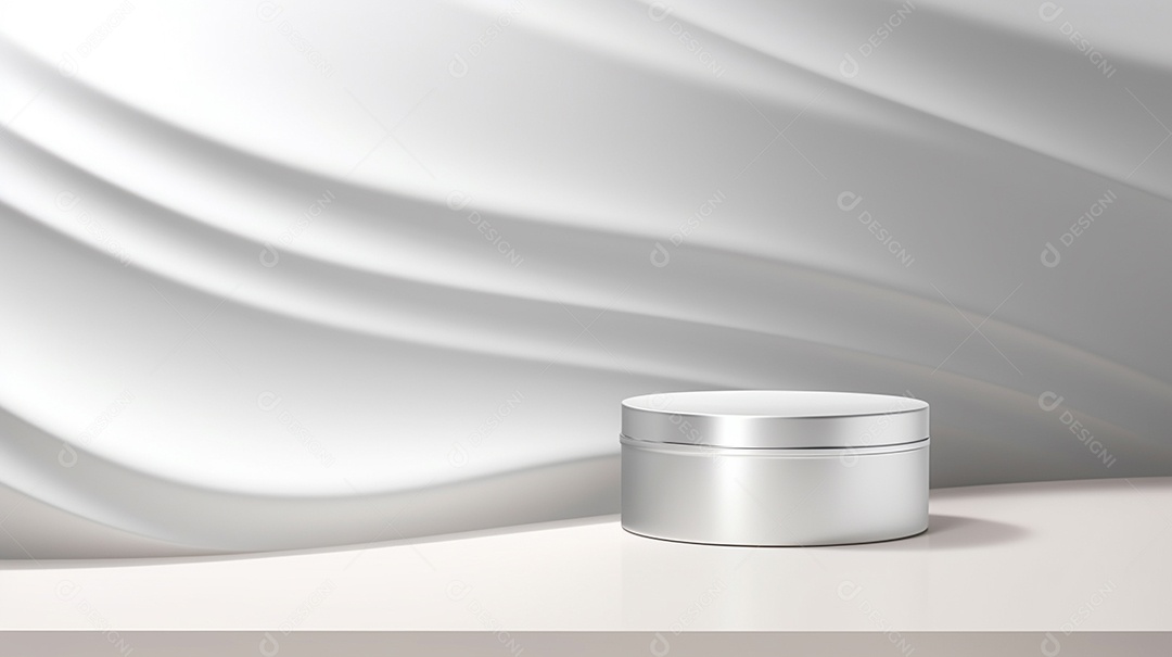 Renderização 3D do fundo do produto em branco para cosméticos creme Fundo prateado moderno do pódio