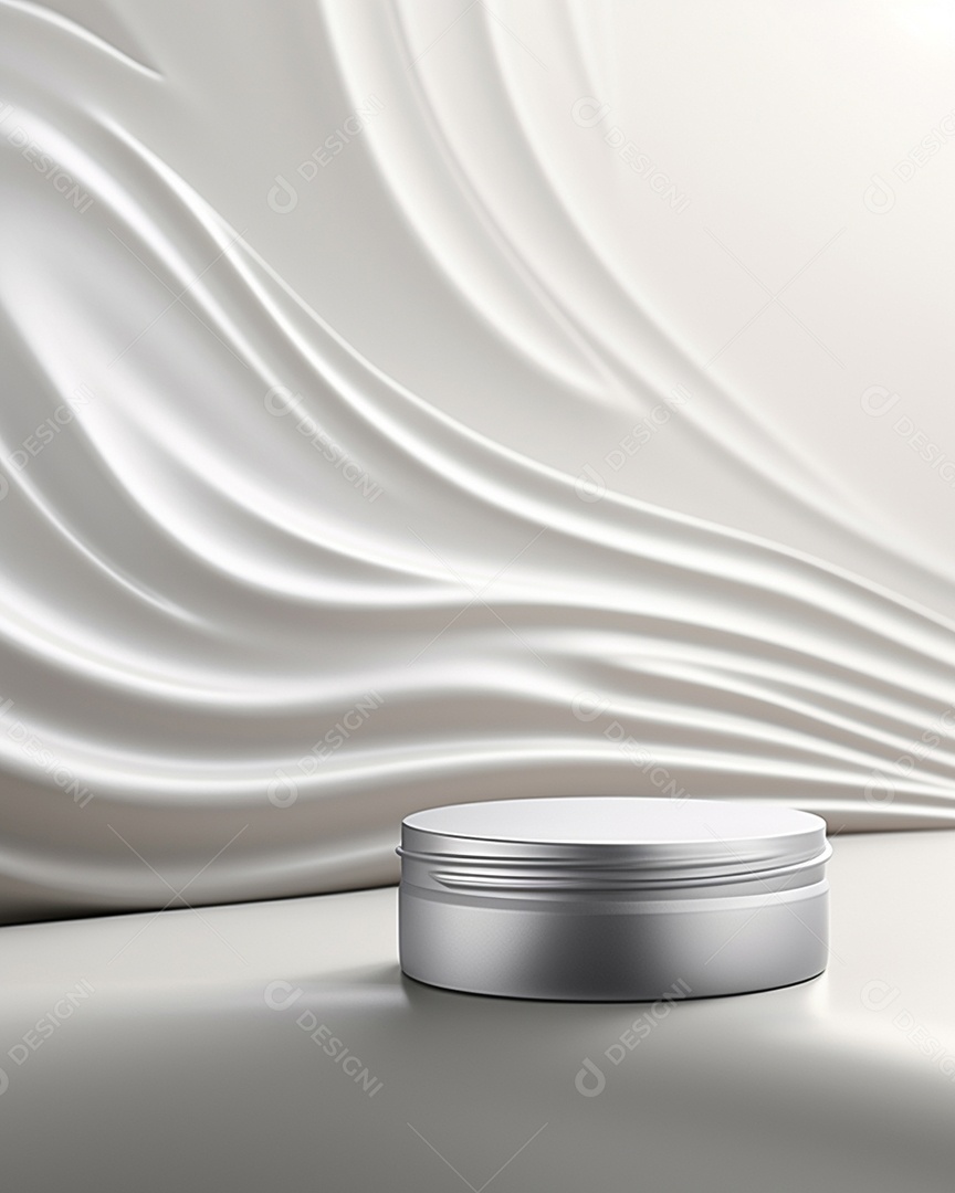 Renderização 3D do fundo do produto em branco para cosméticos creme Fundo prateado moderno do pódio