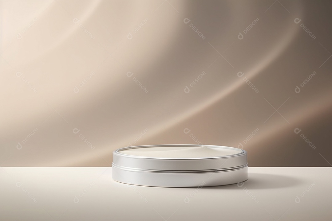 Renderização 3D do fundo do produto para cosméticos cremosos Fundo prateado moderno do pódio