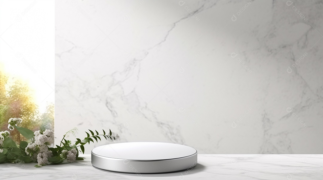 Renderização 3D do fundo do produto para cosméticos cremosos Fundo prateado moderno do pódio