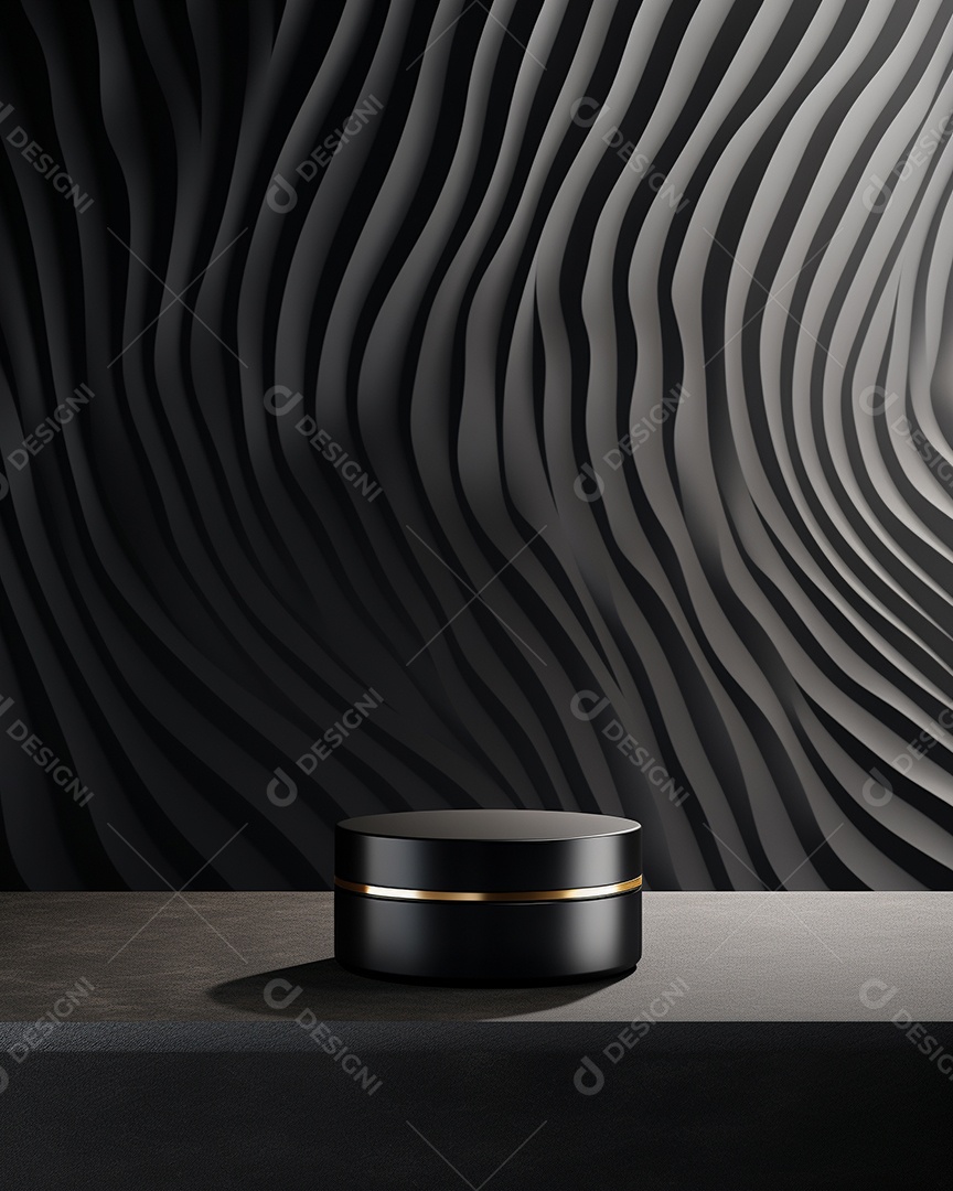 Renderização 3D do fundo preto do produto para cosméticos cremosos Fundo prateado moderno do pódio