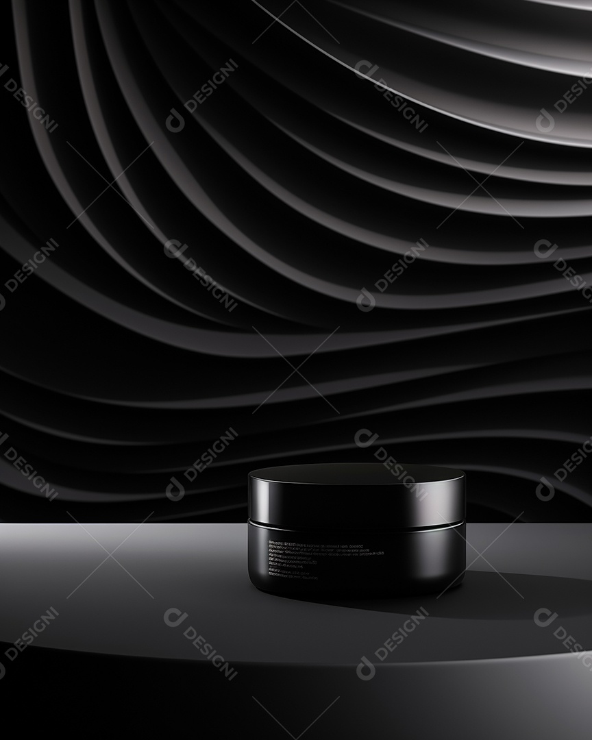 Renderização 3D do fundo preto do produto para cosméticos cremosos Fundo prateado moderno do pódio