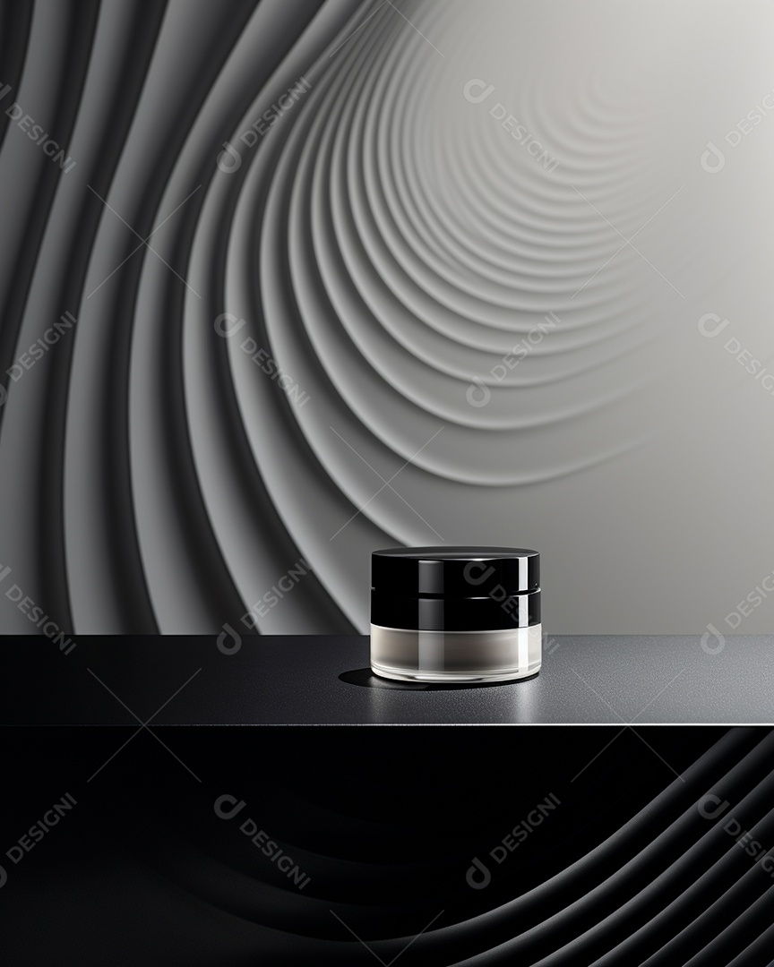 Renderização 3D do fundo preto do produto para cosméticos cremosos Fundo prateado moderno do pódio